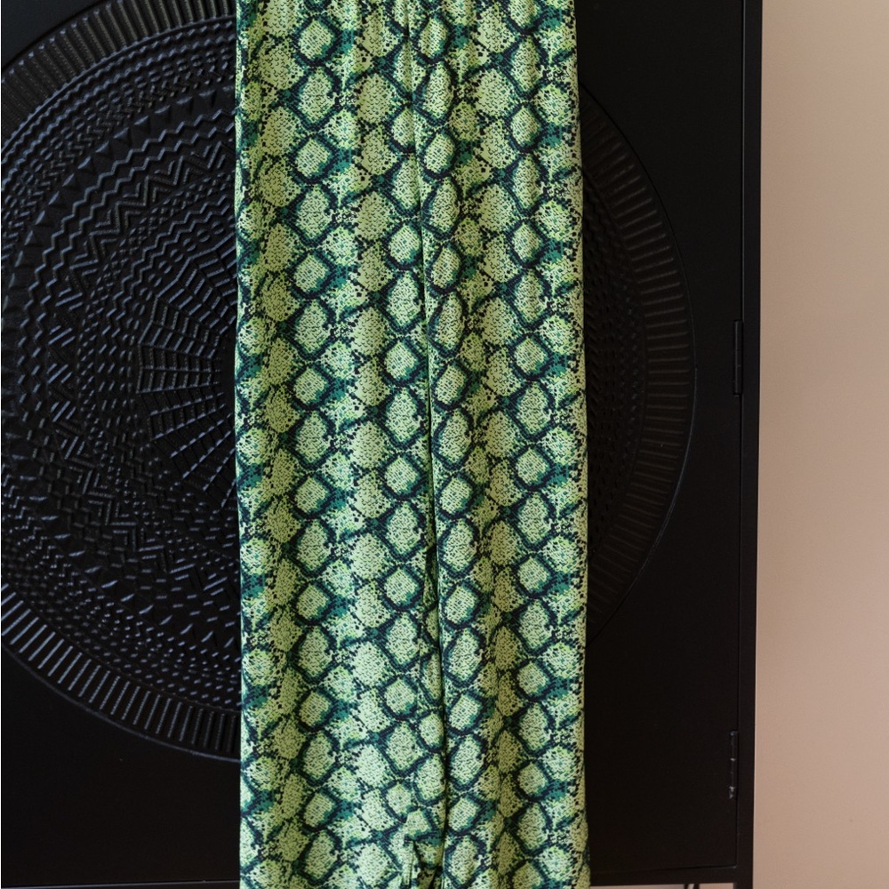Only Green Snake Patterned Loose Pants
